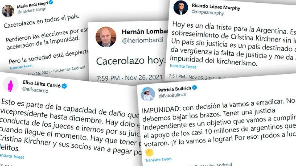 La contundente reacción del arco opositor al sobreseimiento de Cristina Kirchner