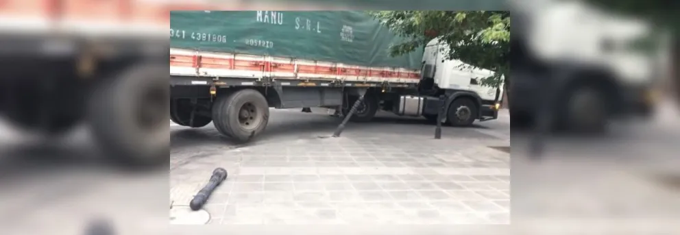 ¿Quién le dio el registro? Camionero se subió a la vereda y se llevó puesto todo