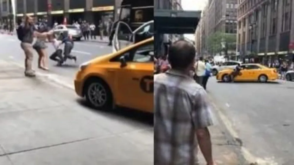 Perdió el control: taxista le dio paliza a una pareja y atropelló a un hombre. Impactante video