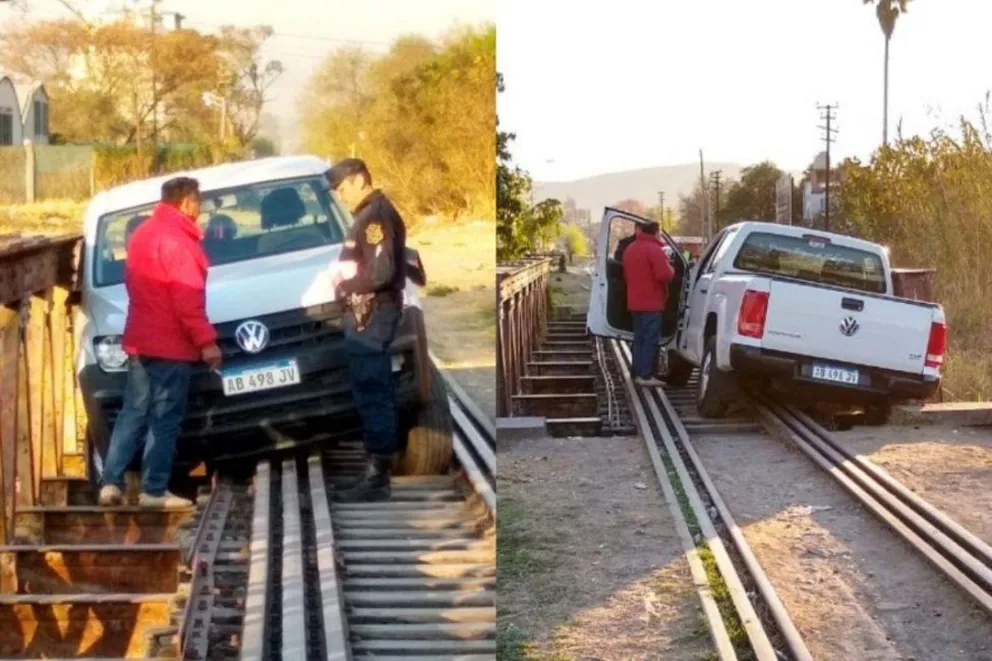Insólito: incrustó su camioneta en las vías del Tren a las Nubes