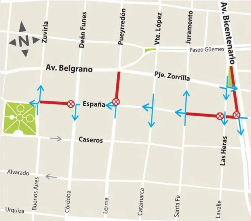 Nuevos cortes de tránsito por obras en el centro