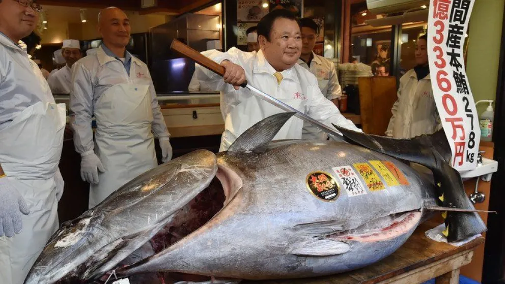 Un magnate del 'sushi' paga un precio récord de millones de dólares por un atún gigante