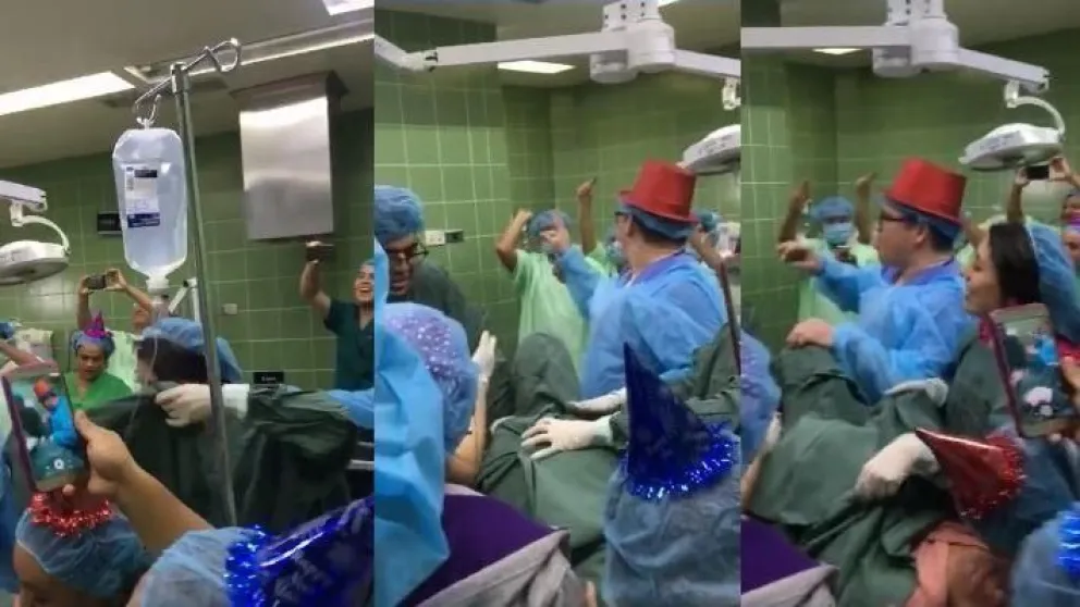 Polémico festejo por el nacimiento del primer bebé del 2019, fue repudiado en las redes sociales. VIDEO