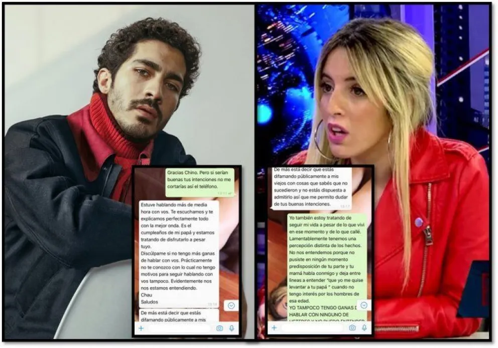 La conversación privada del Chino Darín y la modelo que acusó a su padre de acoso