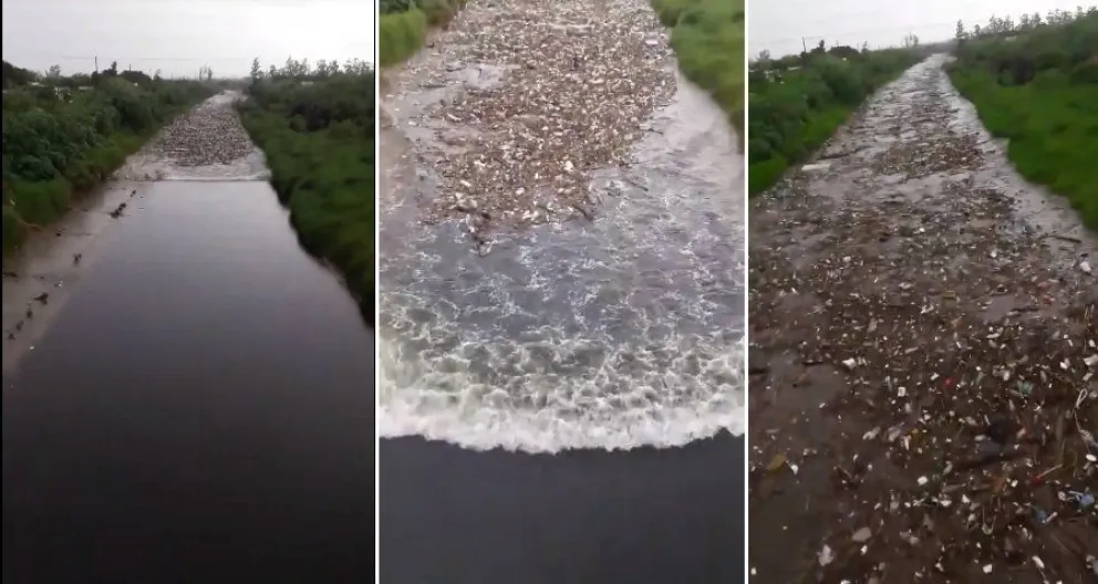 VIDEO. El temporal llevó toda la mugre de la ciudad y arrasó con un canal