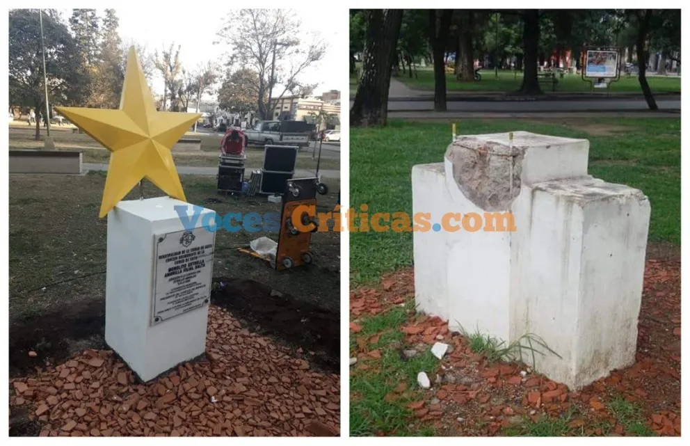 Salteños violentos destrozaron el monolito de las Estrellas Amarillas