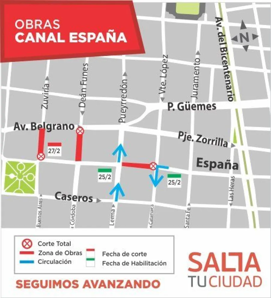 Canal España: conocé qué calles, el lunes, ya estarán habilitadas y cuáles se cortarán