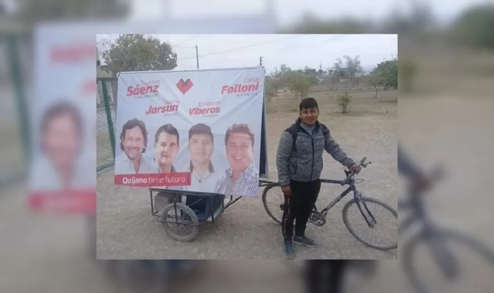 Entrega total: un salteño quiere ser concejal y realiza su campaña arriba de una bici