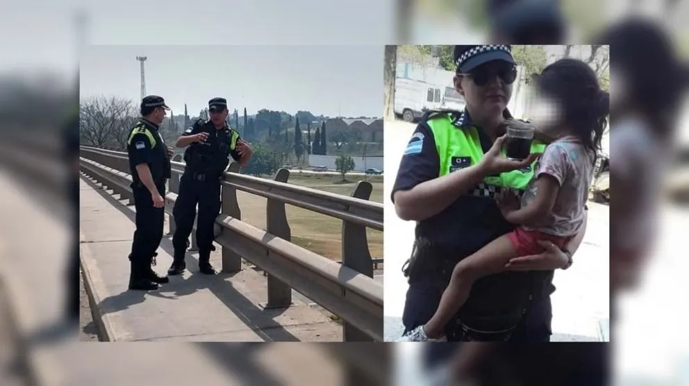 Policías héroes: salvaron la vida de una nenita que estaba por ser arrojada de un puente por su madre