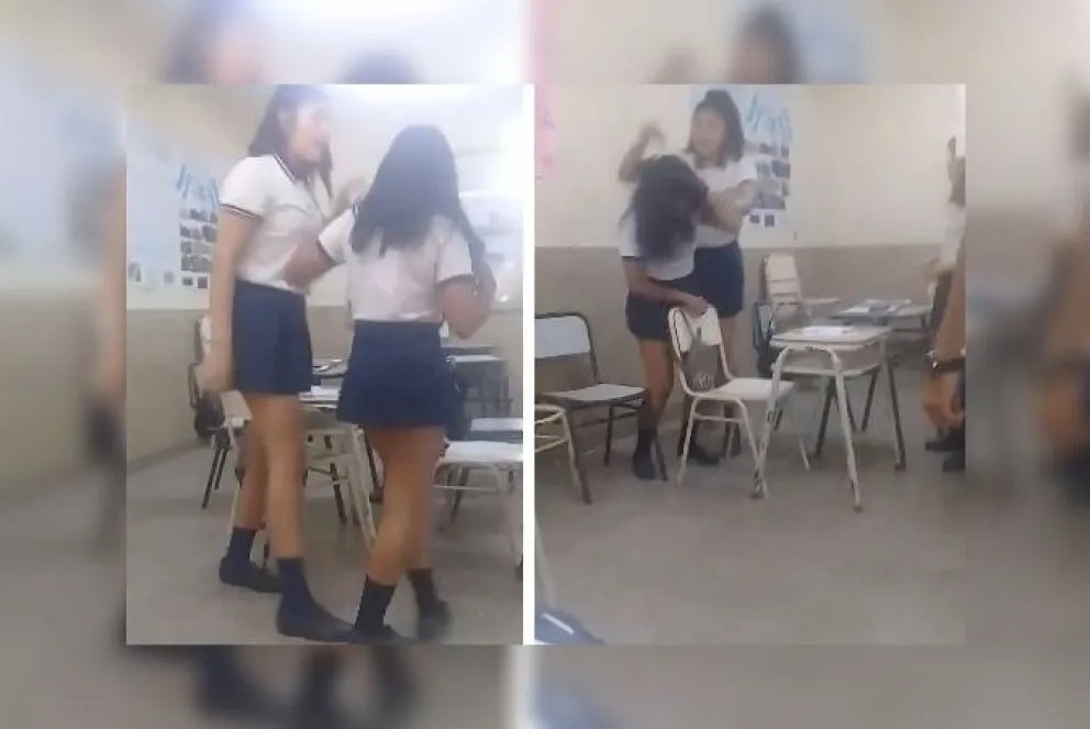 VIDEO. Bullyng al palo: una adolescente amenaza y golpea a su compañera en la escuela
