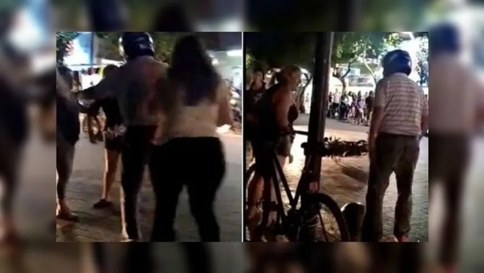 VIDEO. Escándalo: escrachó a su propio padre en pleno centro por andar con su amante