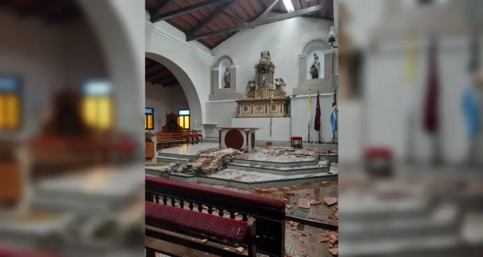 Fuerte temporal azotó a Metán: la iglesia San José resultó muy dañada