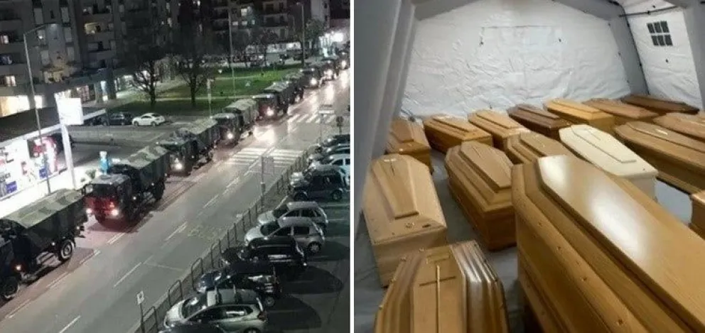 Aterrador. tremendo desfile de ataúdes en Italia por el coronavirus