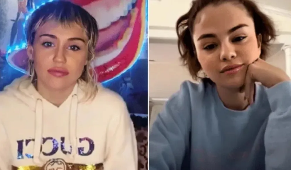 Miley y Selena (captura de videollamada)