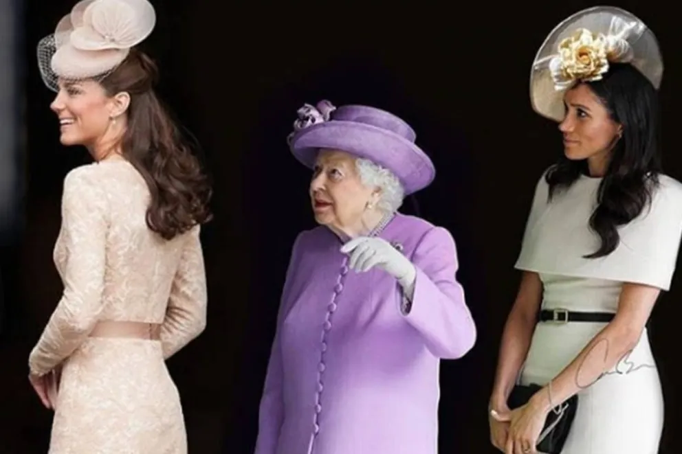 Reina Isabel II con Meghan y Kate (Fuente Instagram).