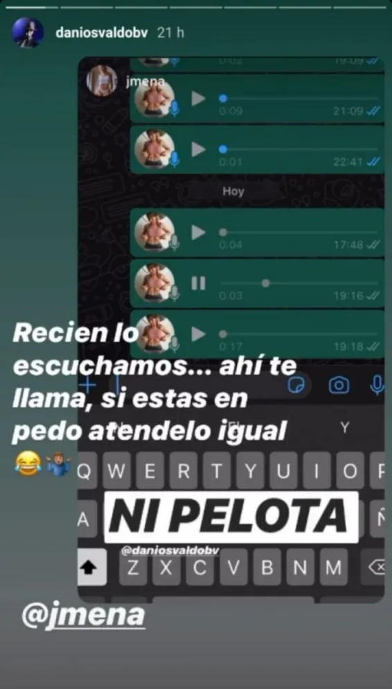 El divertido cruce entre Oslvado y Jimena (Instagram)