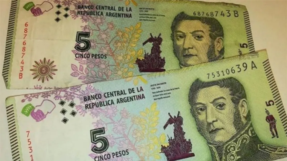 Billete de 5 pesos. Fuente: Twitter