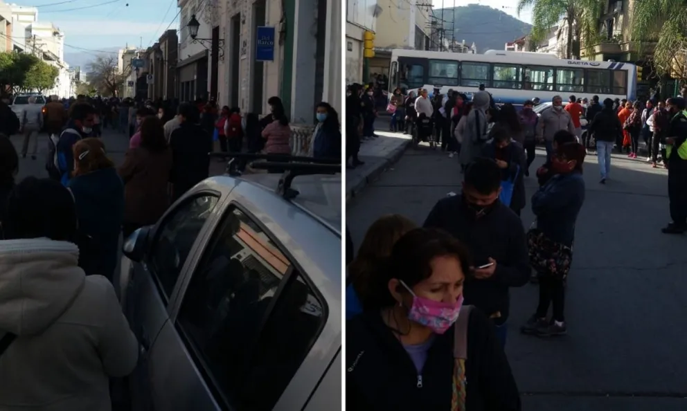 Caos en el centro salteño: interminables filas y violación al distanciamiento social por el cobro del IFE