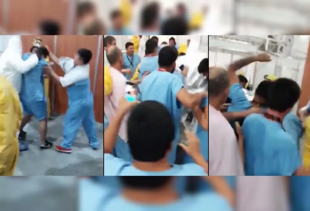 BRUTAL GOLPIZA: Pacientes con coronavirus se trenzaron a las piñas dentro de un centro de aislados