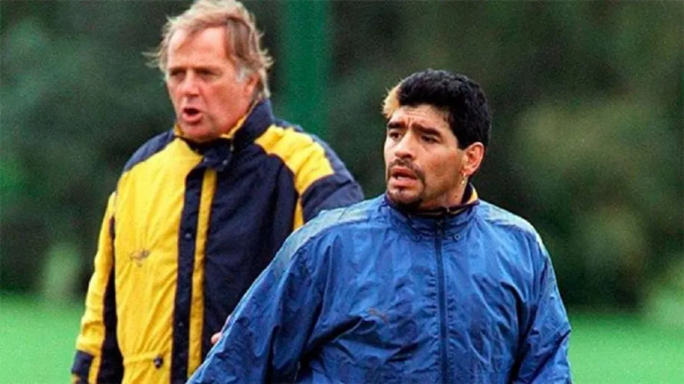Silvio Marzolini y Diego Maradona. Fuente (Twitter)