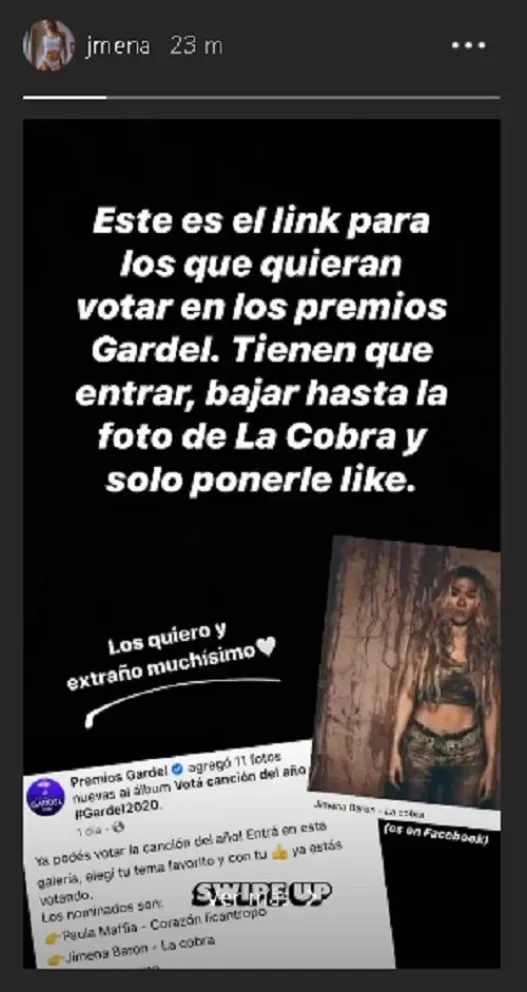 Jimena Barón. Fuente: instagram