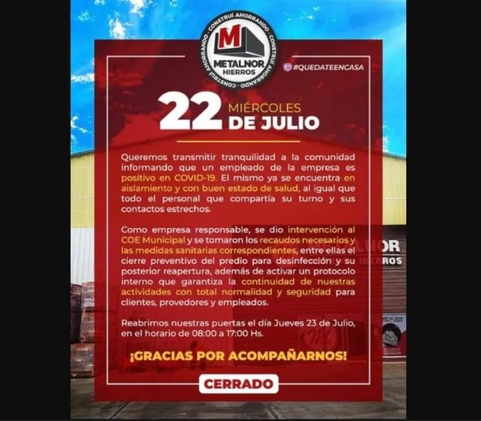 URGENTE | Mediodía cargado de coronavirus: detectan varios casos, uno de ellos en una reconocida empresa salteña