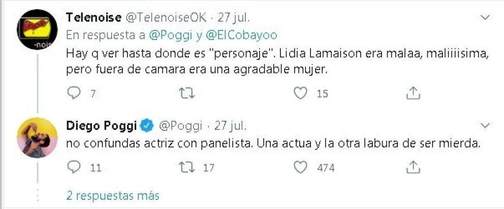 Yanina Latorre / Diego Poggi. Fuente. twitter