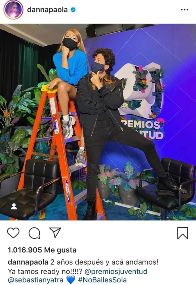 Danna Paola y Sebastián Yatra. Fuente: Instagram 