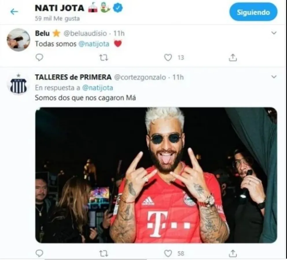 Nati Jota. Fuente: twitter