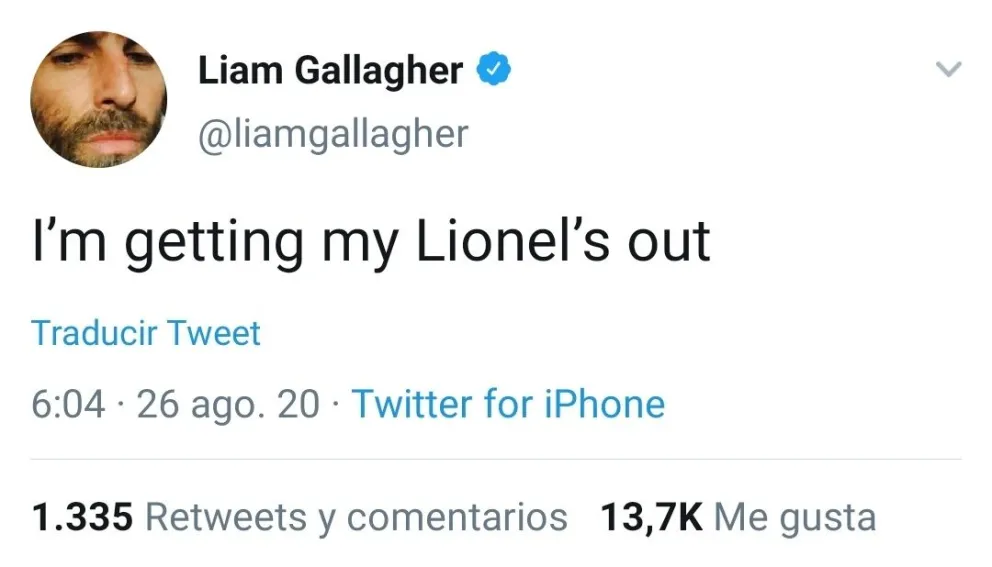 Leo Messi/ Oasis. Fuente: twitter