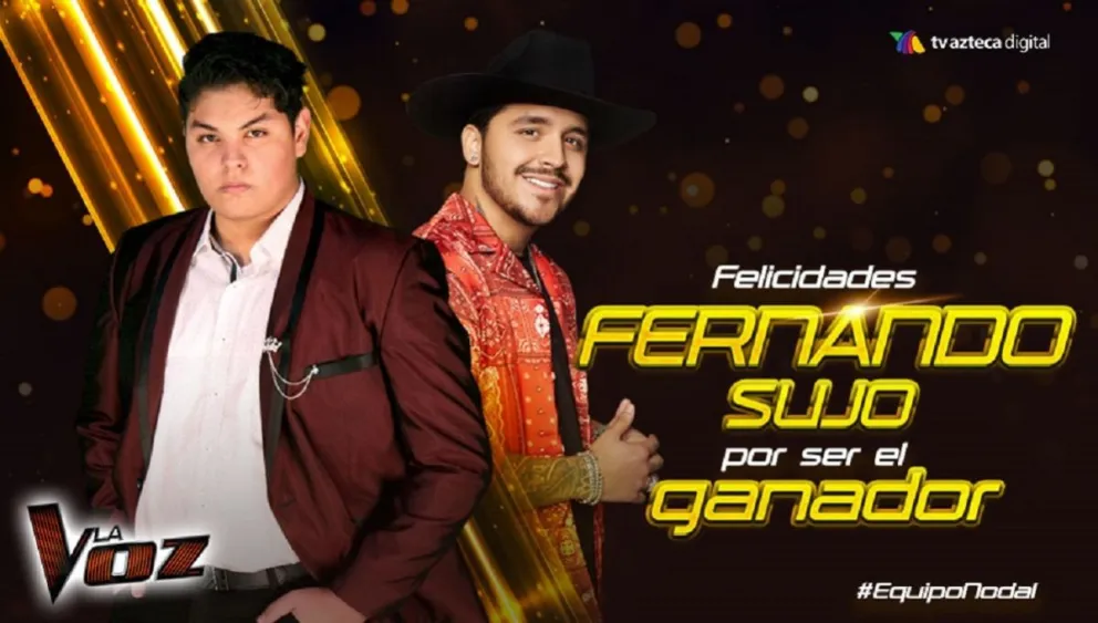 Fernando Sujo, del equipo de Nodal, se consagró ganador de La Voz Azteca