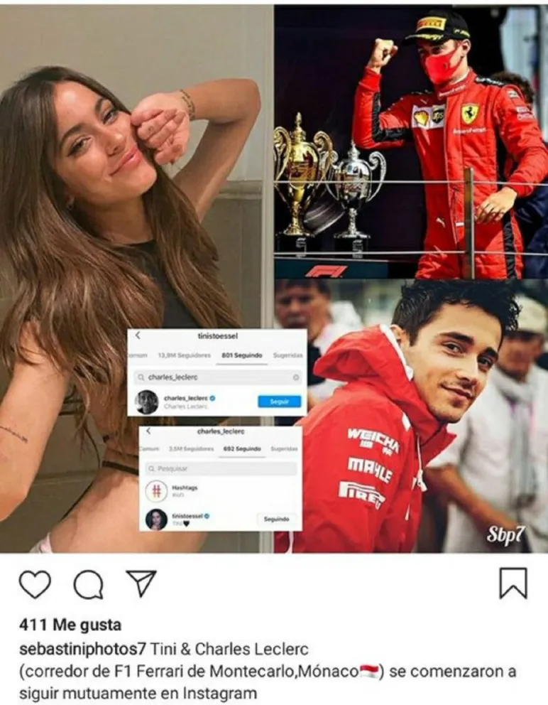 Tini Stoessel y Charles Leclerc. Fuente (Instagram)