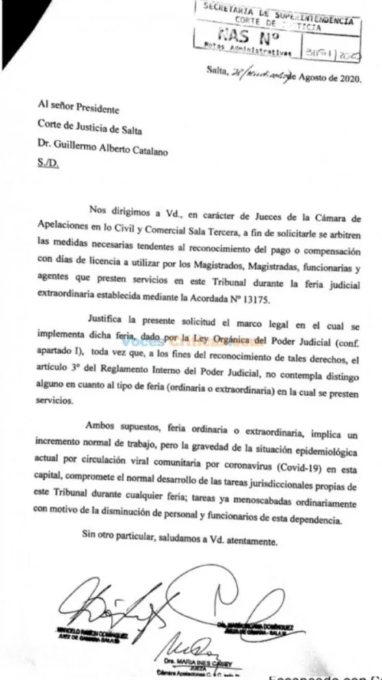 Durísimo revés para los jueces salteños que exigían un bono por "trabajar de más": los llamaron "improcedentes"