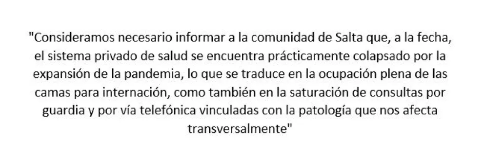 Preocupación: clínicas privadas no pueden derivar pacientes a hospitales públicos y admiten estar colapsadas