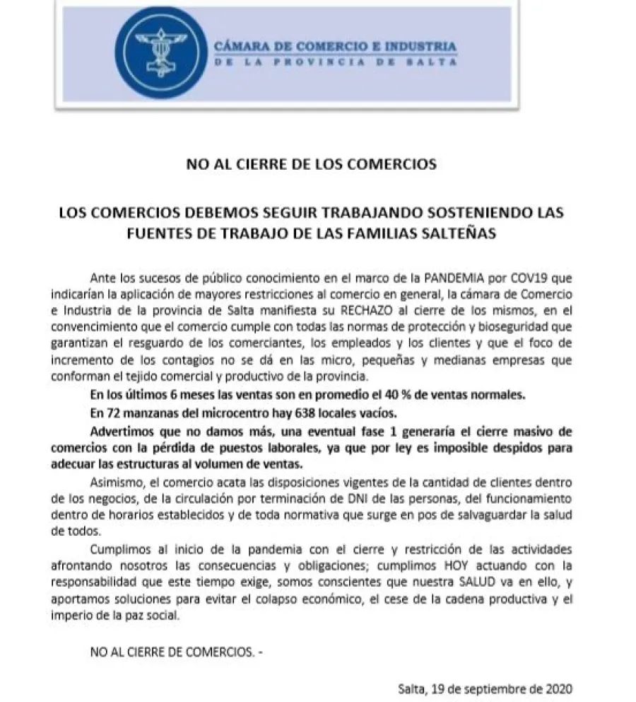 "No damos más": los comerciantes salteños rechazan las nuevas restricciones impuestas por el COE