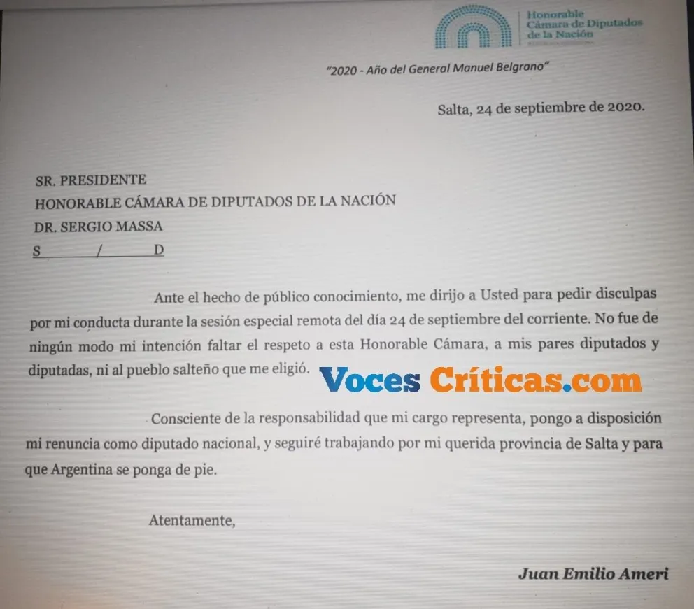 URGENTE | Renunció Juan Emilio Ameri tras el escándalo de su video íntimo