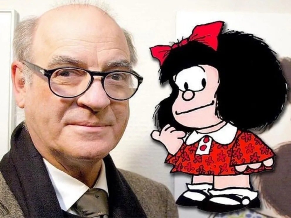 Quino junto a Mafalda. Fuente (Twitter)