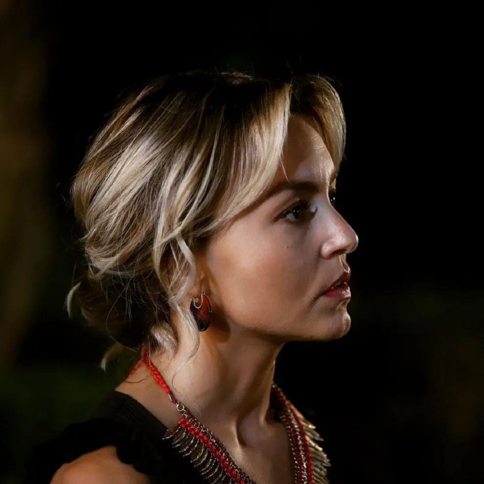 Angelique Boyer en las grabaciones de Imperio de Mentiras