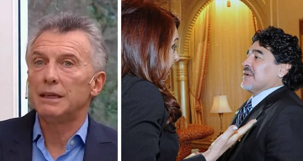Mauricio Macri, Cristina Kirchner y Diego Maradona