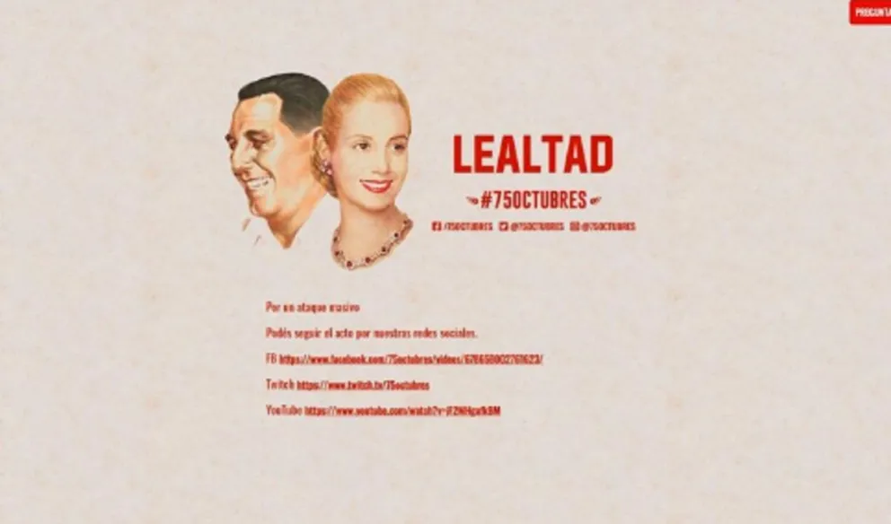 Los peronistas se quedaron sin celebración: se cayó la página del acto oficial del Día de la Lealtad
