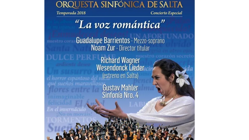 "La voz romántica": la mezzosoprano Guadalupe Barrientos junto a la Orquesta Sinfónica de Salta