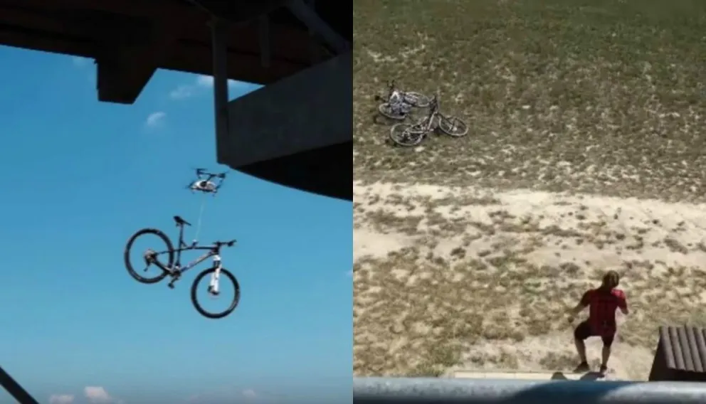 Mirá el increíble robo de una bicicleta con un dron [VIDEO]