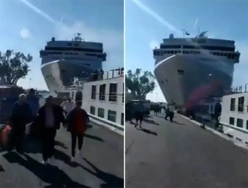 VIDEOS DE ALTO IMPACTO: un crucero se llevó puesto a un barco turístico