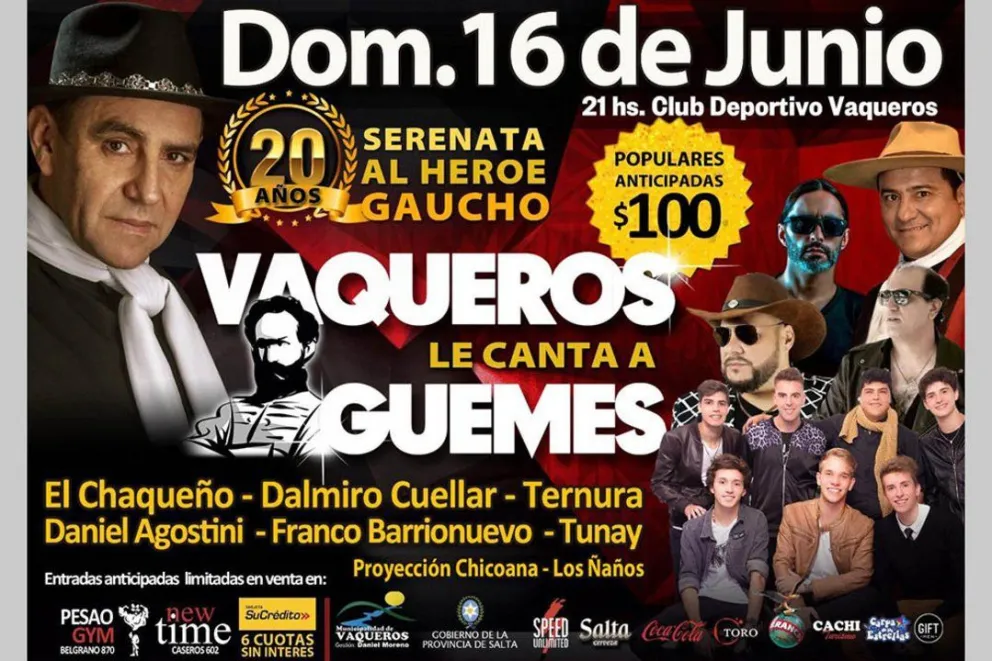Vaqueros: no te pierdas hoy la Gran Serenata al Héroe Gaucho