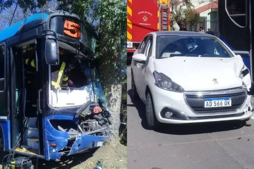 Fuerte choque entre un colectivo de SAETA y un auto: una adolescente manejaba