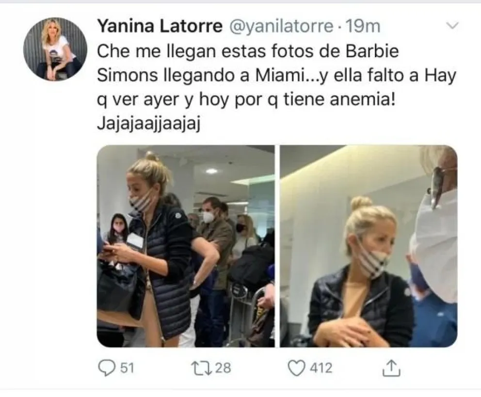 Yanina Latorre. Fuente: twitter