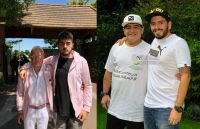 Santiago Lara, su abogado, Diego Maradona y Diego Jr. Fuente (Twitter)