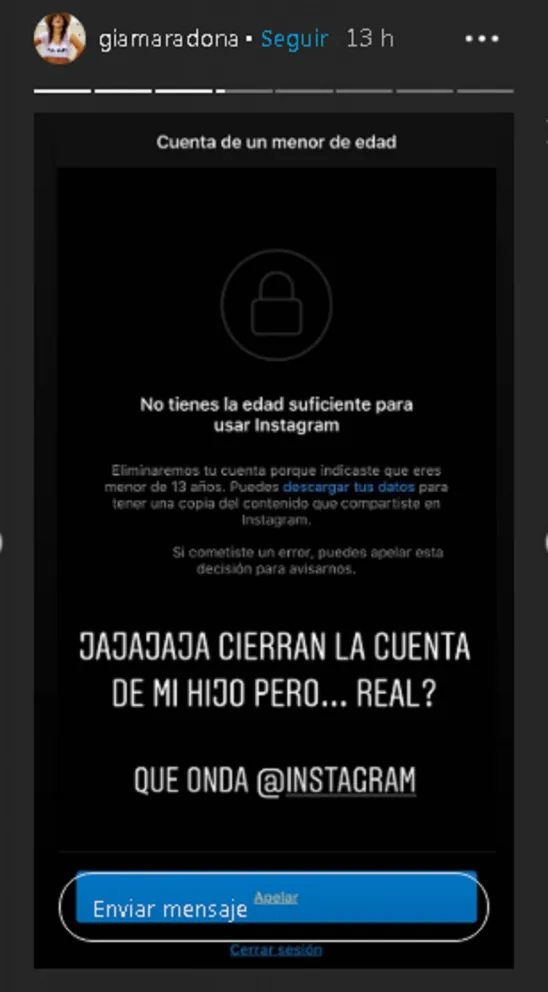 Gianinna Maradona y Ben. Fuente: instagram