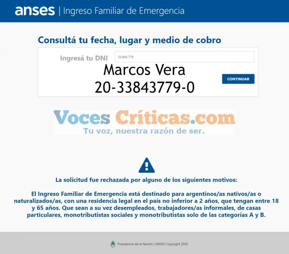 Tremendo cara dura el kumpa: el titular de ANSES en Salta también solicitó el IFE