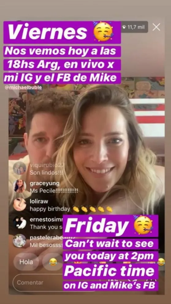 Luisana Lopilato y Michael Bublé. Fuente: (Instagram)